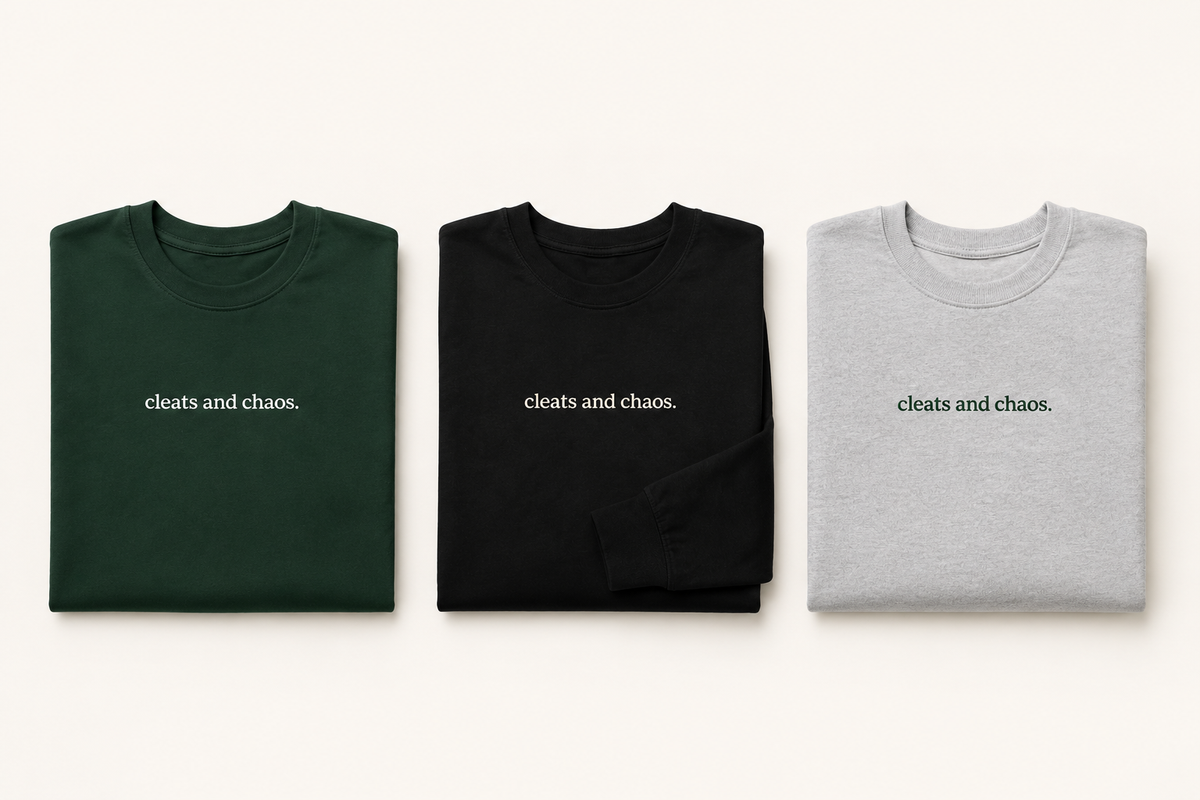 cleats and chaos crewneck sweatshirt